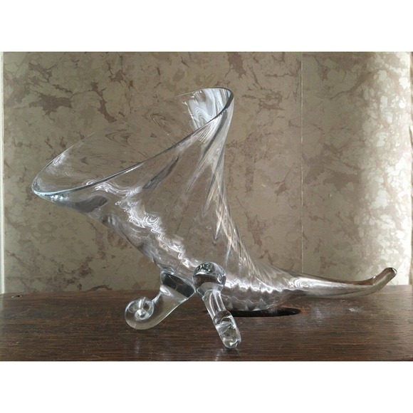 Unmarked Other - Vintage GLASS FOOTED CORNUCOPIA/HORN Large Mid Century